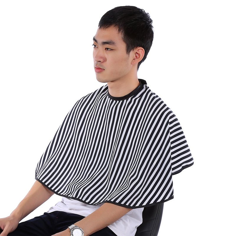 woobles Hair Cutting Barber Cape Apron Hairdressing Salon Gown Bib Vertical Stripes Soft Cloth - Image 2